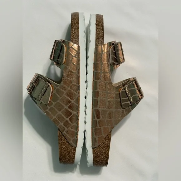 Birkenstock Women's Sandals Arizona Microfibre Gator Gleam Copper size 40